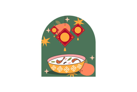 Chinese Food Culture Soup Lunar Concept Graphics for Freebies & More
