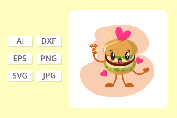 Food Kawaii Valentine Burger – A Playful Graphic Design Asset for Digital Sellers