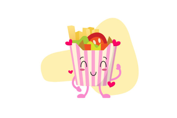 Kawaii Valentine Salad and French Fries: A Graphics Freebie for Creative Content