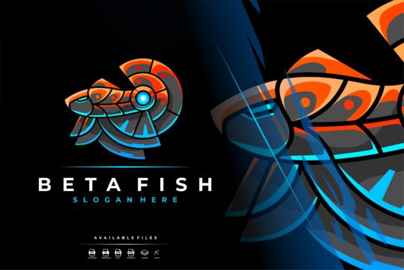 Unique Robotic Beta Fish Mascot Logo: A Creative Freebie for Brand Designers