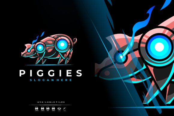Unique Robotic Pig Mascot Logo: A Versatile Graphic Freebie for Digital Sellers