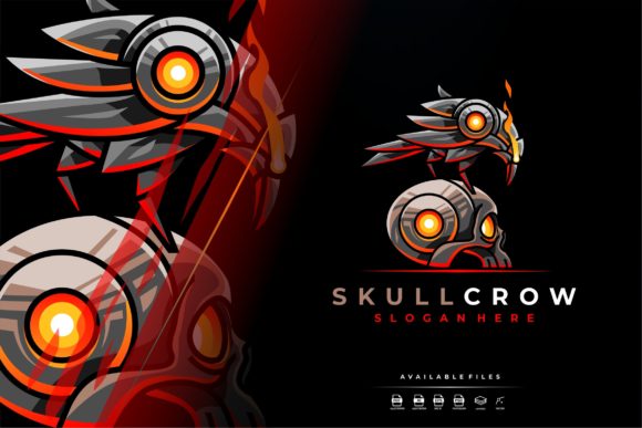 Unique Robotic Skull Crow Mascot Logo: A Graphics Freebie for Creative Branding