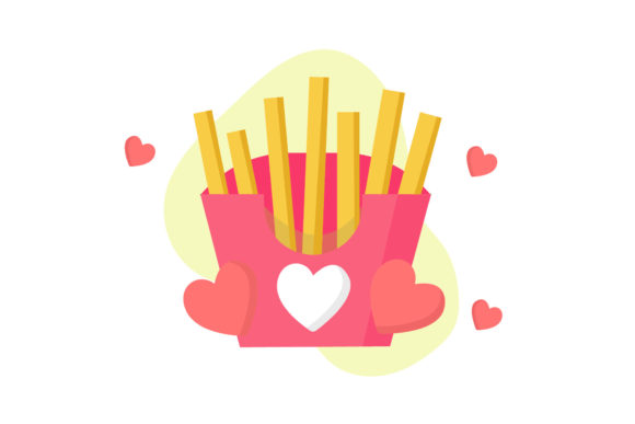 Valentine French Fries Romance Icon: A Graphics Freebie for Content Creators