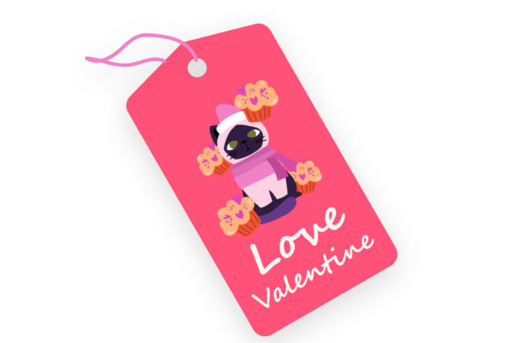 Valentine Greeting Tag Cupcake Cat – A Playful Graphic for Content Creators