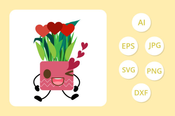 Valentine Kawaii Heart Flower Plant Art – A Versatile Freebie for Creative Marketing