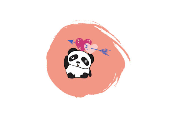 Valentine Panda Love Illustration: A Versatile Graphic Freebie for Local Business Branding
