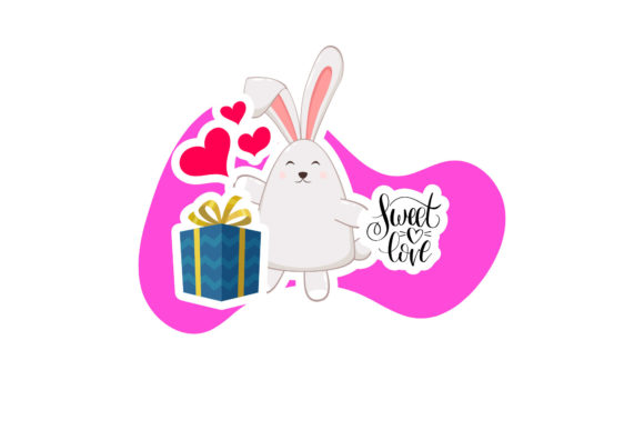 Valentine Rabbit Sticker Sweet Love – A Versatile Graphic Design Freebie for Crafters