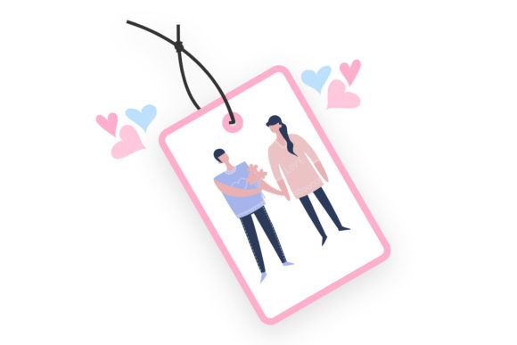 Valentine Tag Couple Romantic Flower: A Graphic Freebie for Small Business Branding